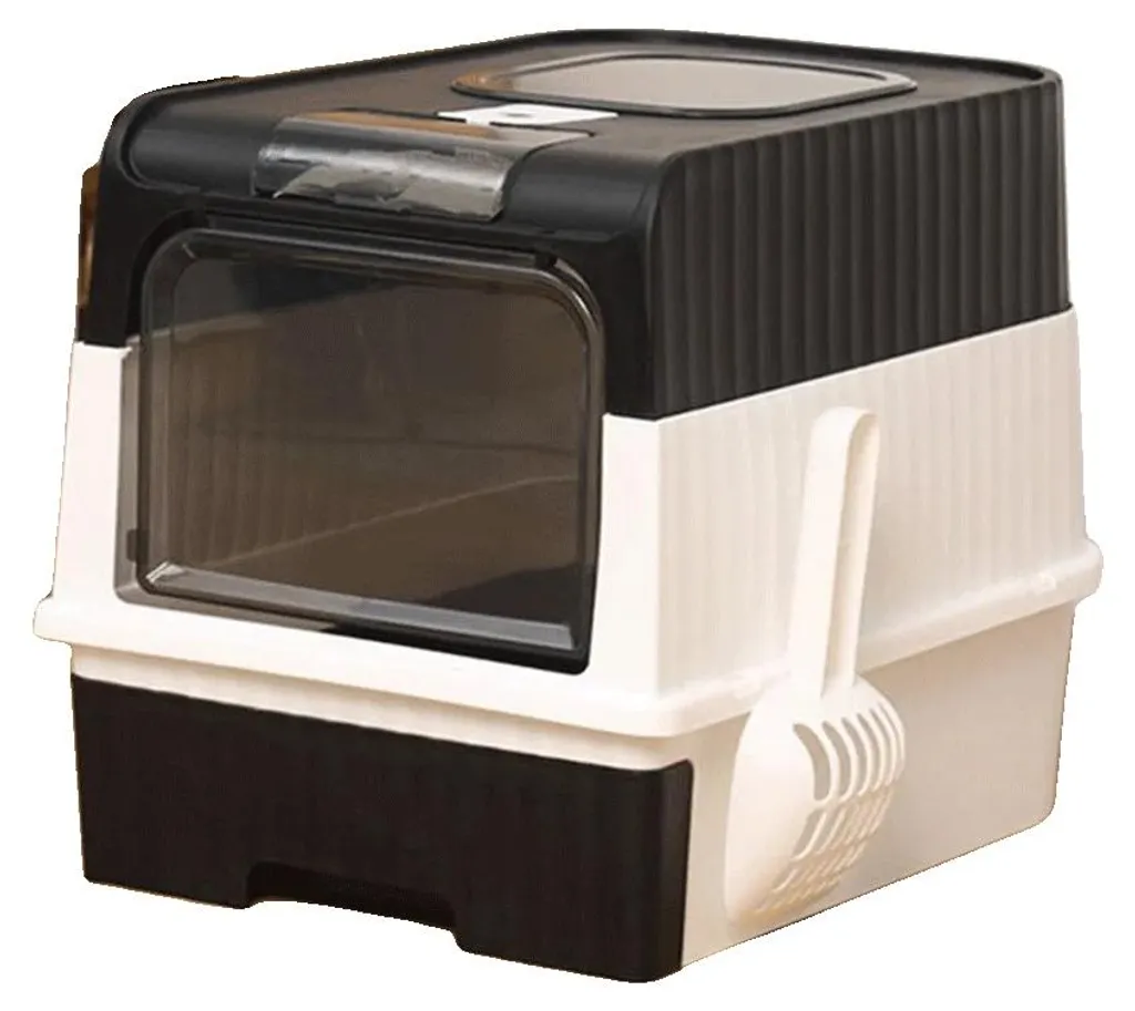 Maison de toilette pour chat avec tiroir de nettoyage noir