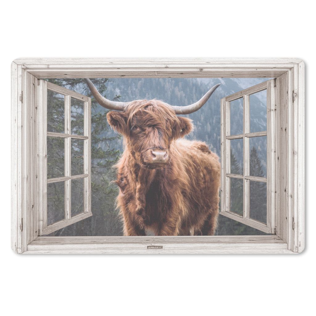 MuchoWow Mauspad Mousepad Scottish Highlander - Aussicht - Berg 27x18 cm - Mousepads - Maus Mat - Pad - Mausunterlage - Büroartikel - Desk Matten