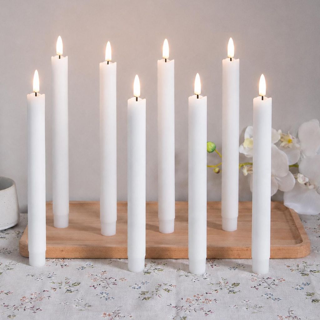 8 candele a LED, luce bianco caldo, 25 cm, senza fiamma, Immagine del prodotto 
