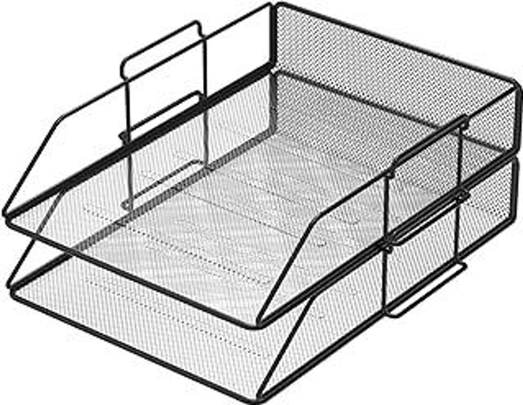 2 Stück Dokumentenablagen aus Metallgitter im A4-Format Schwarz. Schreibtisch Organizer, Schreibtischschublade, Büroarchiv, Schreibtischzubehör,...