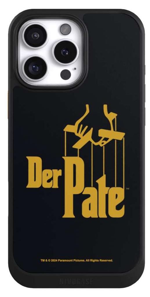 NIVOCASE Hülle für Apple iPhone 16 Pro Max Handyhülle NIVOcore Case Schwarz Logo Offizielles Lizenzprodukt Der Pate