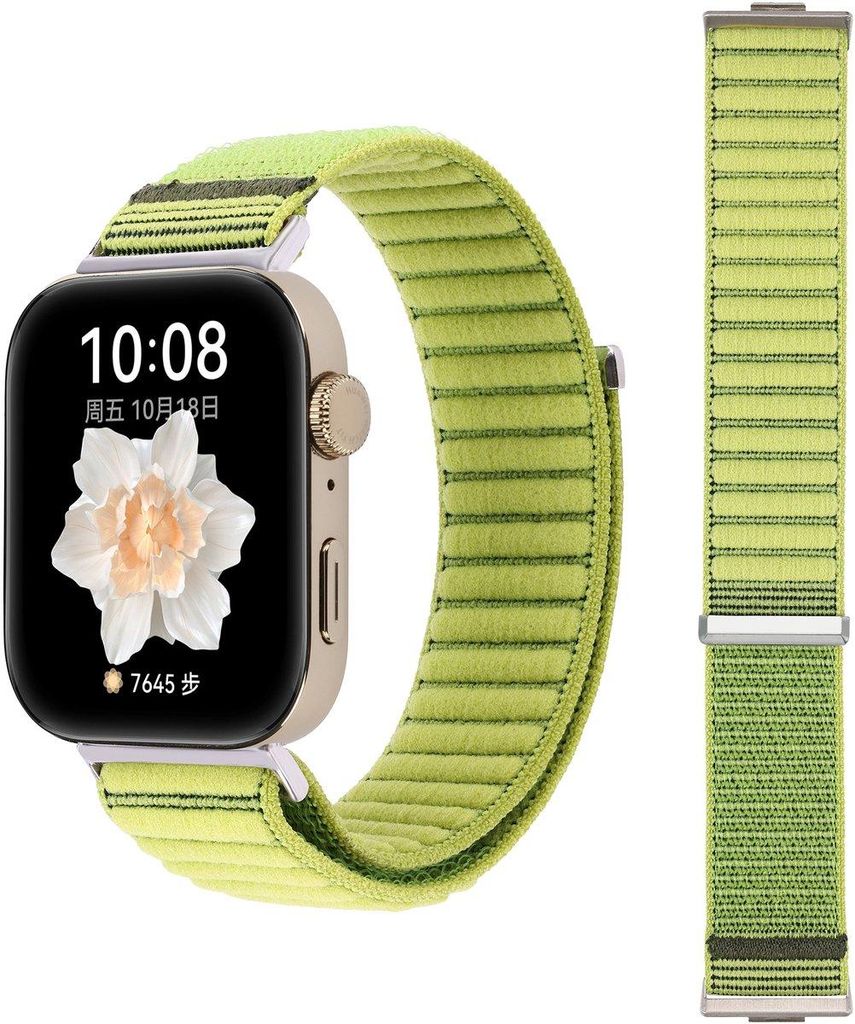 FFO2World Nylon-Uhrenarmband mit Klettverschluss für Huawei Watch Fit 4 Pro / Fit 4 / Fit 3 – Leichtes Smartwatch-Armband – Grün