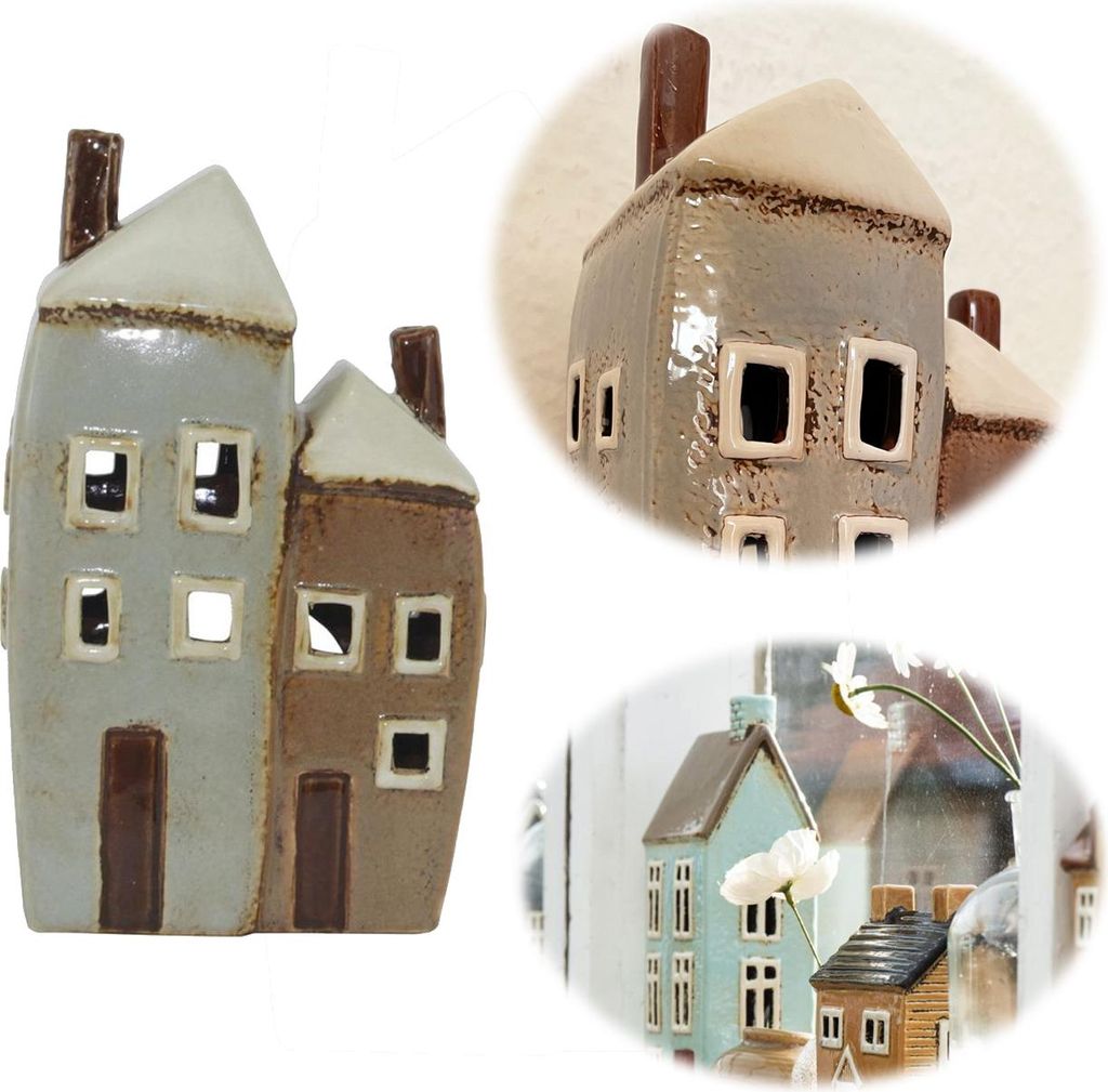Teelichthaus Lichterhaus Aarhus 19cm Keramik Fachwerkhaus Teelichthalter
