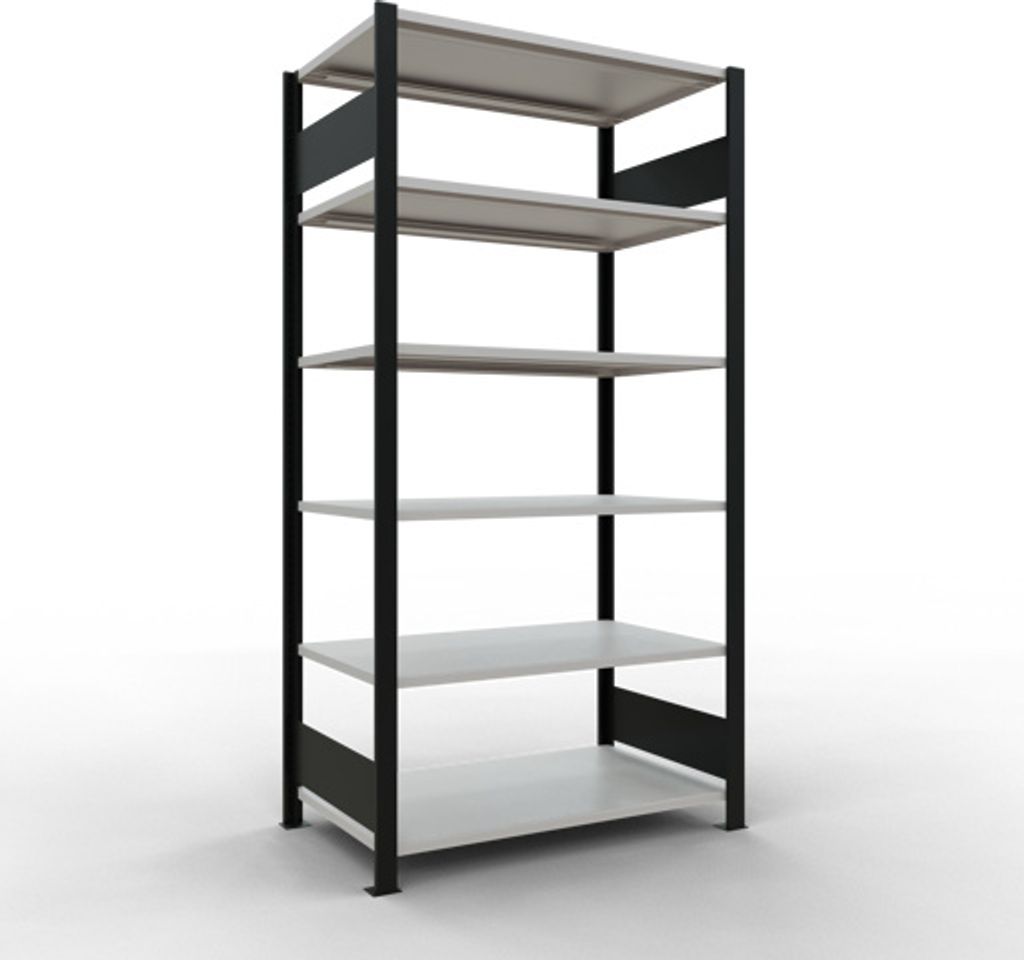 Schulte Büro-Fachbodenregal MULTIplus150 Stecksystem ohne Mittelanschlag | Grundregal | Fachlast 150kg | 200x100x60cm | 6 Ebenen | Beidseitig nutz...