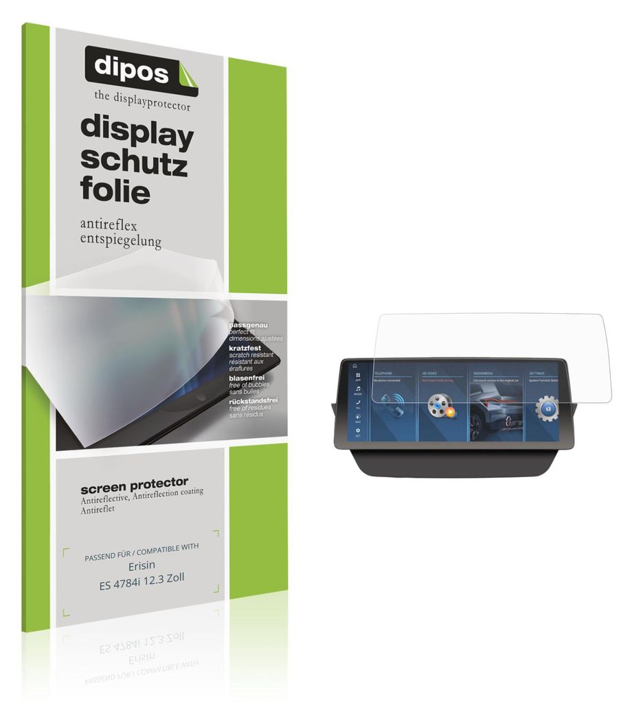 2x Schutzfolie für Erisin ES 4784i 12.3 Zoll matt Displayschutzfolie Folie Display Schutz dipos