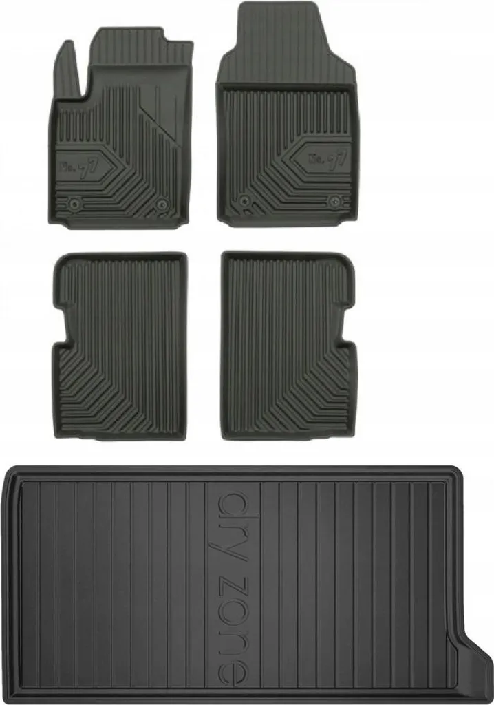 Tappetini Fiat 500 in Gomma TPE: Set 77 per Hatchback 2007-Oggi