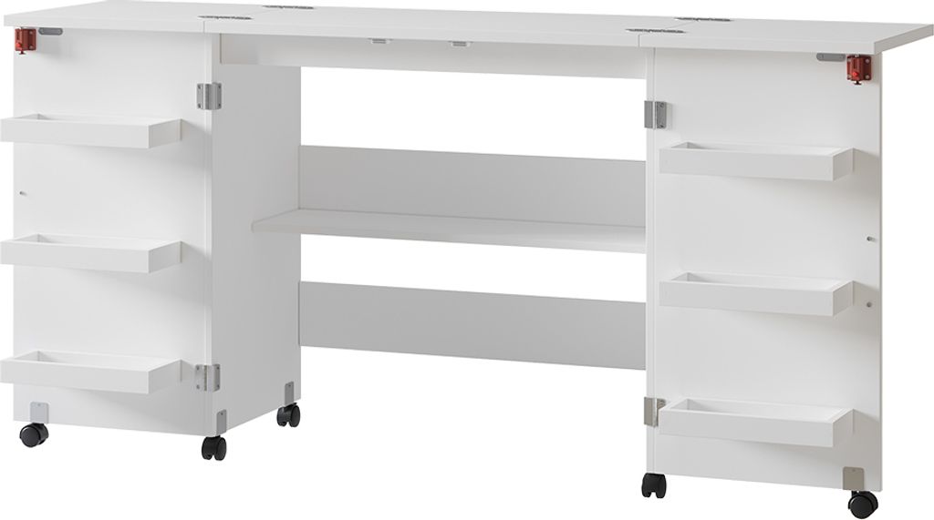 Nähtisch Vicco Carmen Weiß 160 x 80.2 cm mit 6 Regalfächer, Produktbild 