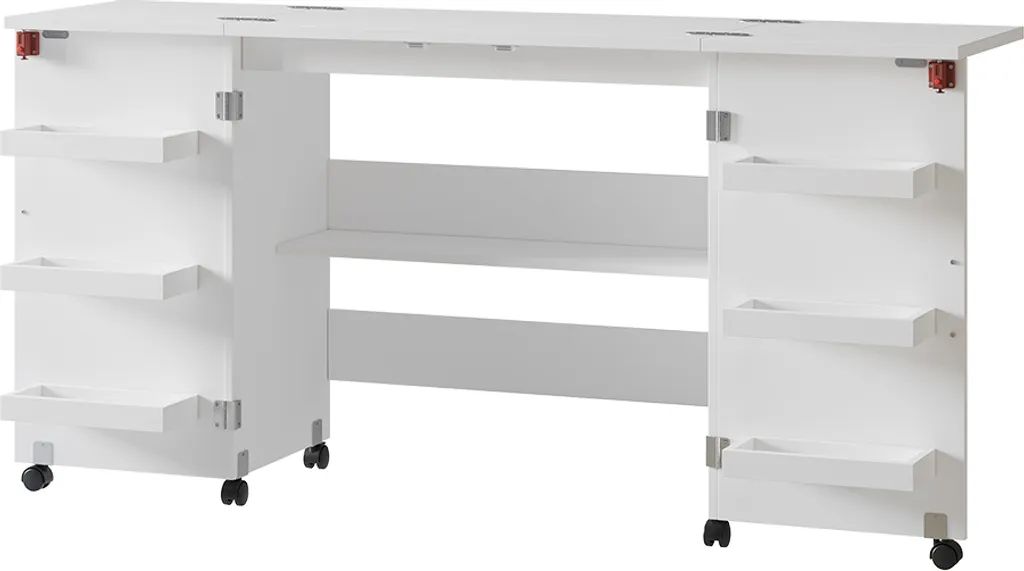 Table de couture Vicco Carmen Blanc 160x80cm Modèle 56209 avec 6 étagères
