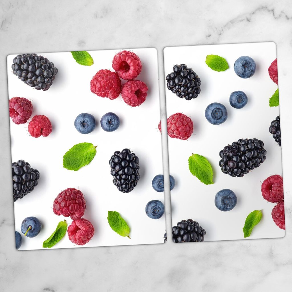 Glas-Herdabdeckplatten Glaskeramikkochfeld-Abdeckung Spritzschutz Glas 70x52 cm Obst