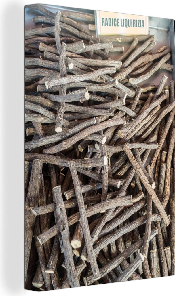 OneMillionCanvasses - Leinwandbilder - 90x140 cm, Stapel Süßholzpflanzen an einem Marktstand, Wandbilder Kunstdruck Wanddekoration - Foto auf L...
