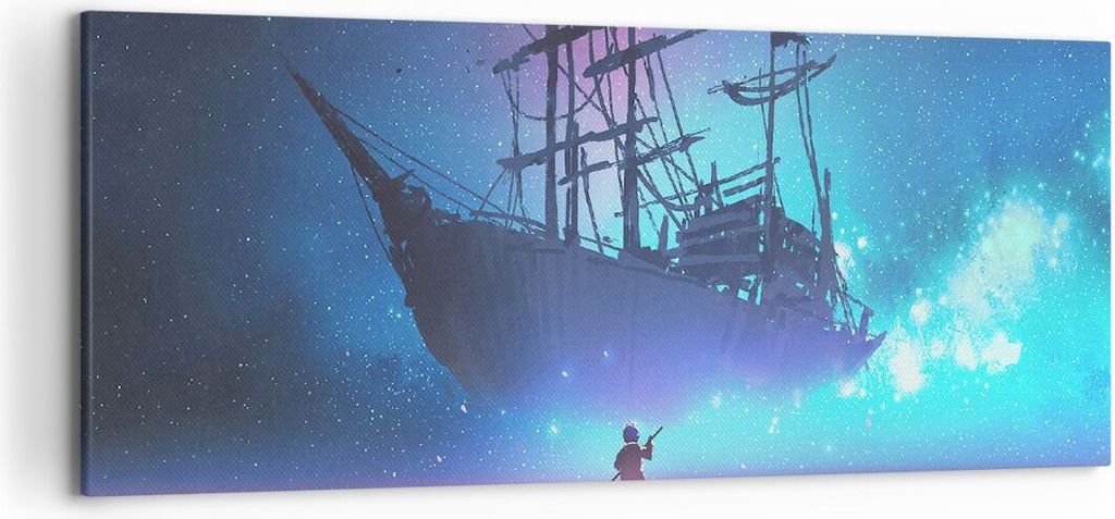 Bild auf Leinwand - Leinwandbild - Märchen Segelschiff - 120x50cm - Wand Bild - Wanddeko - Leinwanddruck - Bilder - Kunstdruck - Wanddekoration - ...