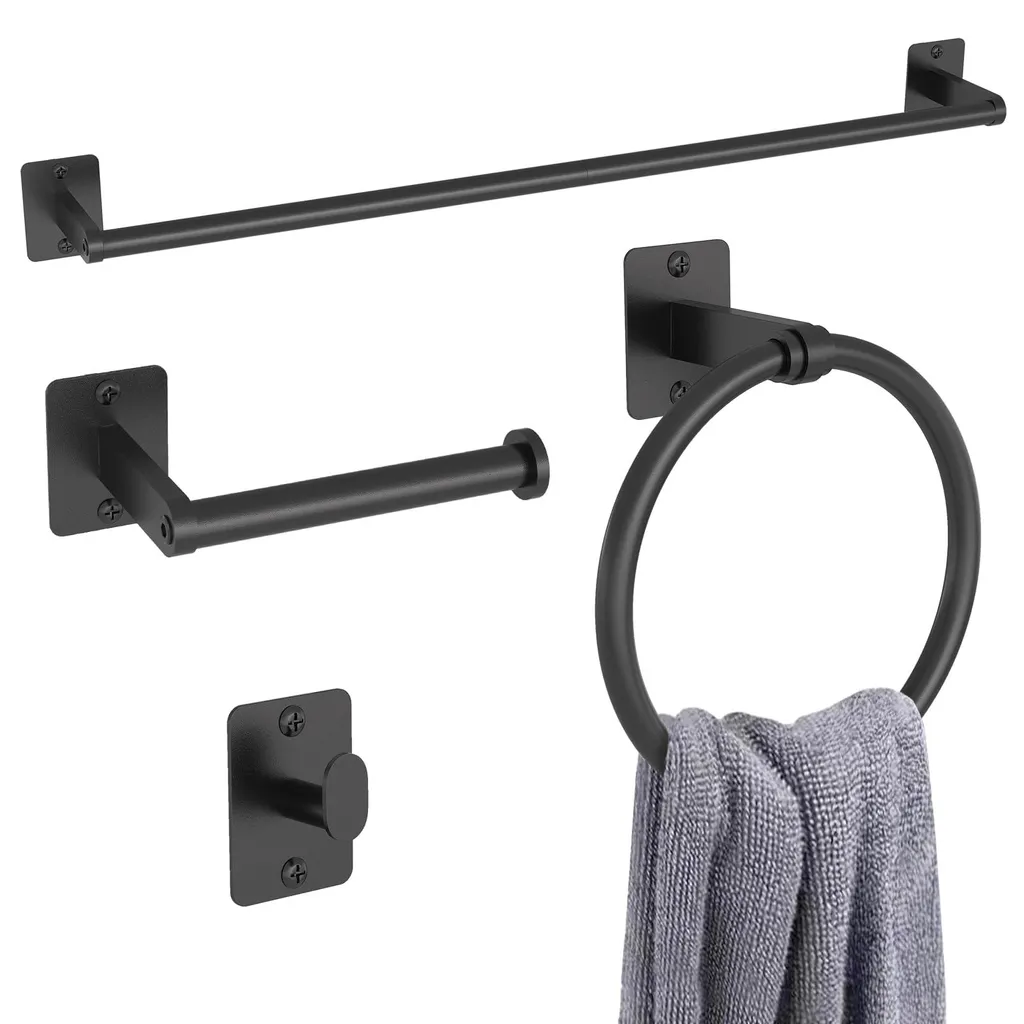 Rangement serviettes de bain noir mat pour organisation murale chic