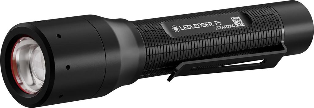 Ledlenser P5 Taschenlampe schwarz, bis 200 Lumen, 170m Leuchtweite, IP54, bis 8 Std Laufzeit, AA Batterie