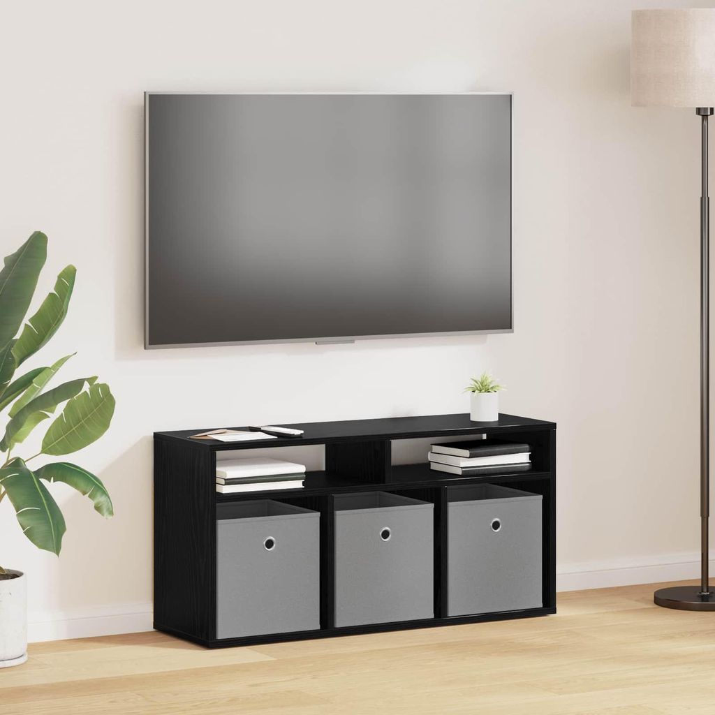 Maison Exclusive - Lowboard mit Schubladen Schwarz Eichen-Optik 87 x 27,5 x 43 cm