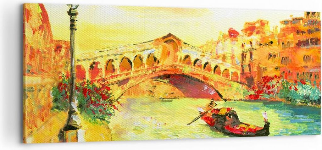 Bild auf Leinwand - Leinwandbild - Venedig Gondel - 100x40cm - Wand Bild - Wanddeko - Wandbilder - Leinwanddruck - Bilder - Kunstdruck - Wanddekora...