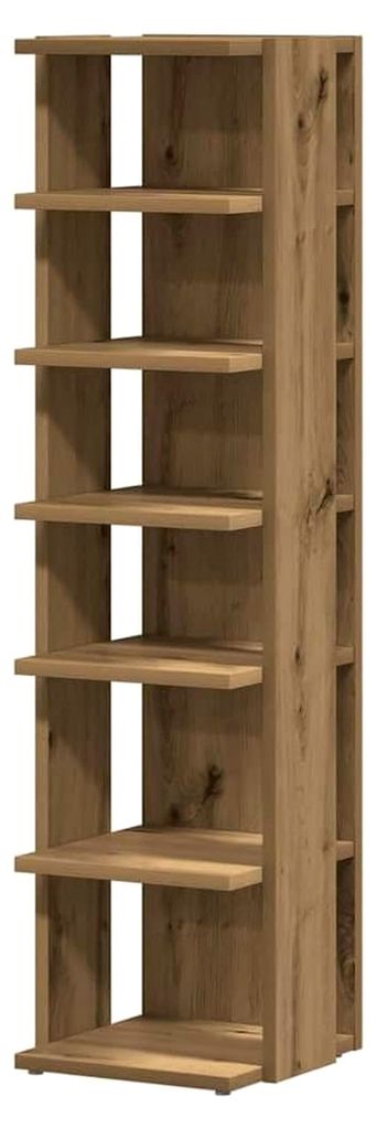 Schuhschrank, Schuhregal mit 6 Regalfächern, Schuhständer für Eingangsbereich Flur, Schuhablage Schuhaufbewahrung, Artisan-Eiche Holzwerkstoff