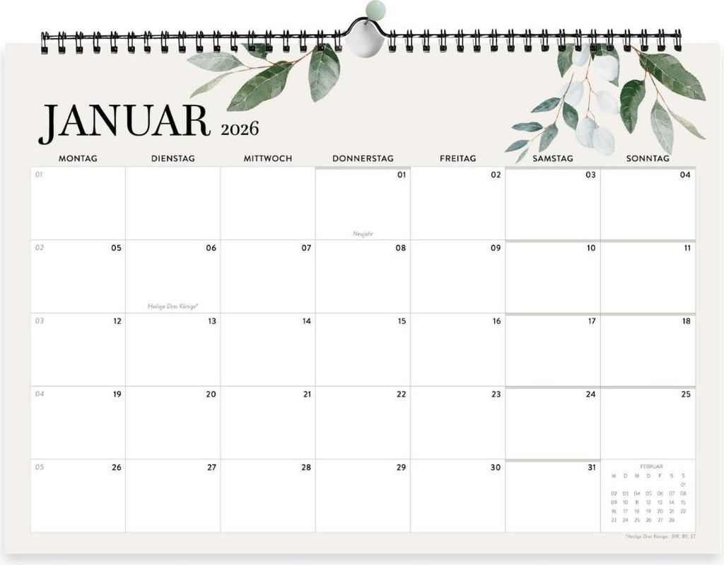 heaven+paper® Wandkalender 2027 DIN A4 quer, Produktbild 