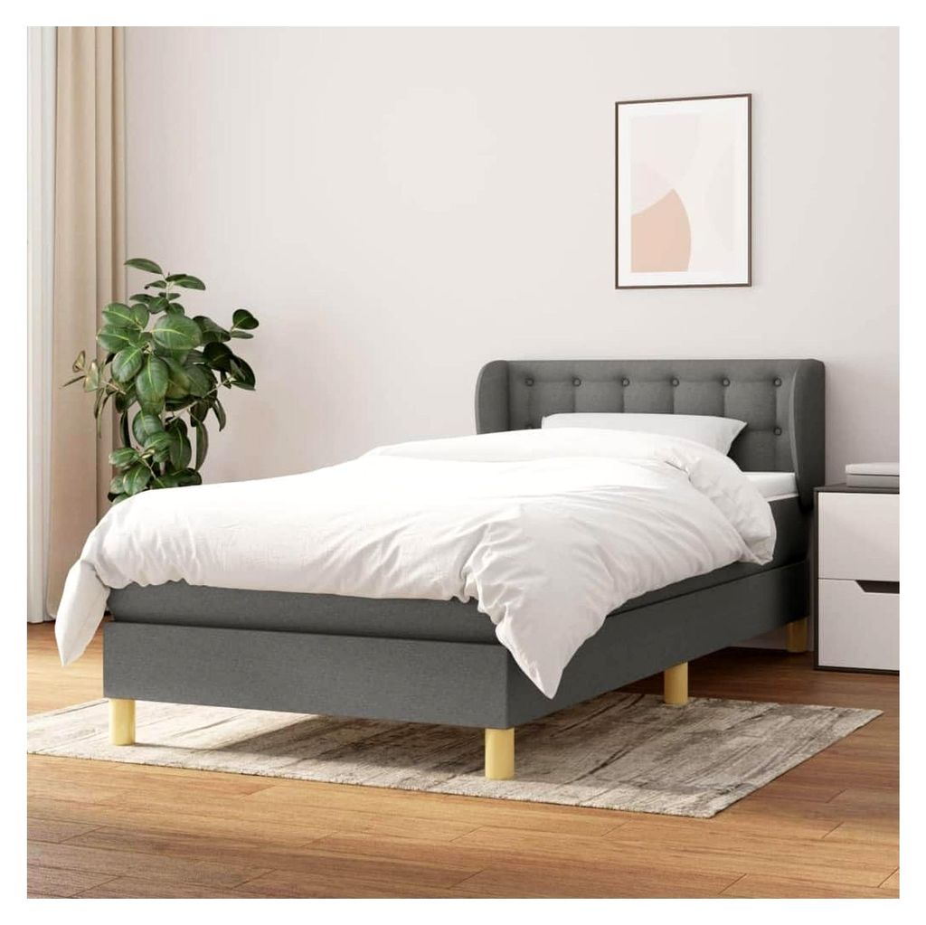 Boxspringbett mit Matratze Polsterbett Doppelbett Einzelbett Bettgestell Bettrahmen Schlafzimmerbett Jugendbett Gästebett Dunkelgrau 80x200 cm Stoff