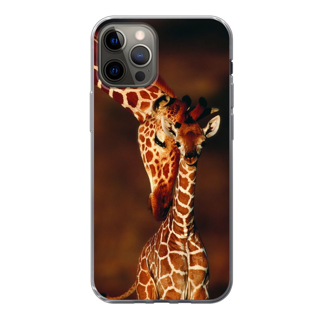 MuchoWow Handyhülle Schutzhülle Hülle für iPhone 13 Pro Giraffe - Kalb - Porträt Silikon Softcase Handy Hülle - Handy-Tasche