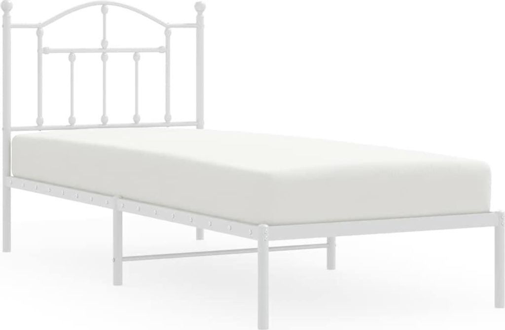 vidaXL Bettgestell mit Kopfteil Metall Weiß 90x200 cm