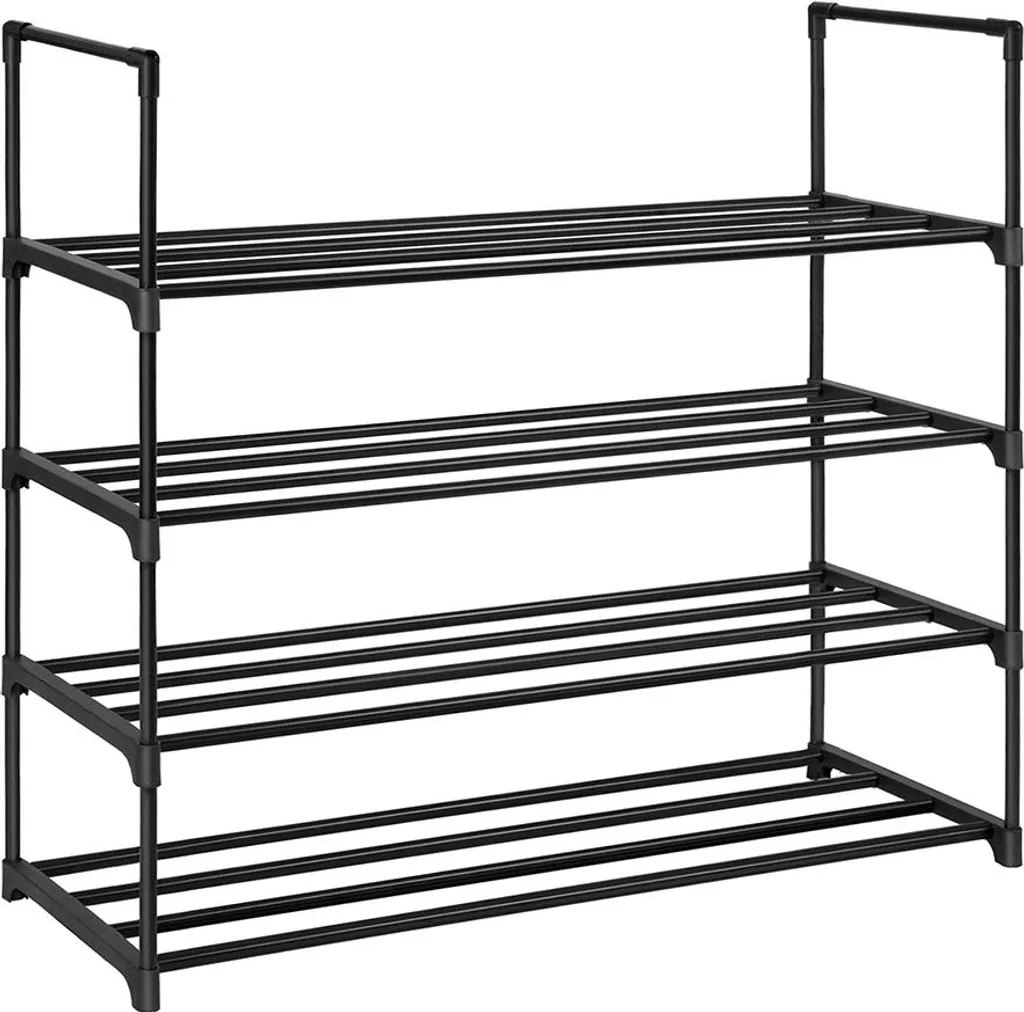 Étagère à chaussures métal robuste 4 niveaux lot de 2 gain de place