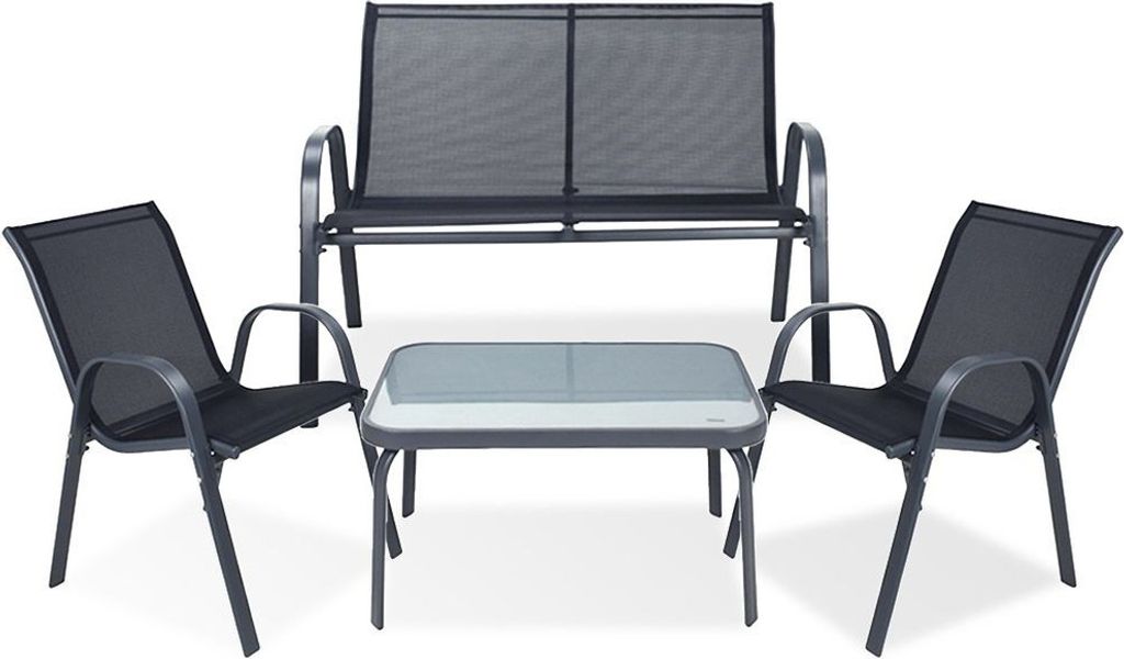 Gartenmöbel-Set: 2 Sessel, 1 Tisch, 2-Sitzer-Sofa für 4 Personen