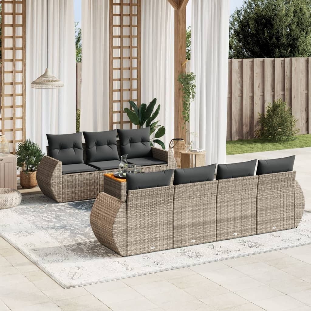 Maison Exclusive - 8-tlg. Garten-Sofagarnitur mit Kissen Grau Poly Rattan