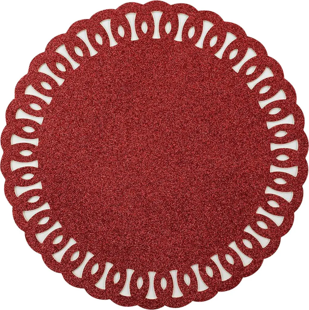 Set de table pailleté rouge Ø 38 cm - Dessous de plat festif chic