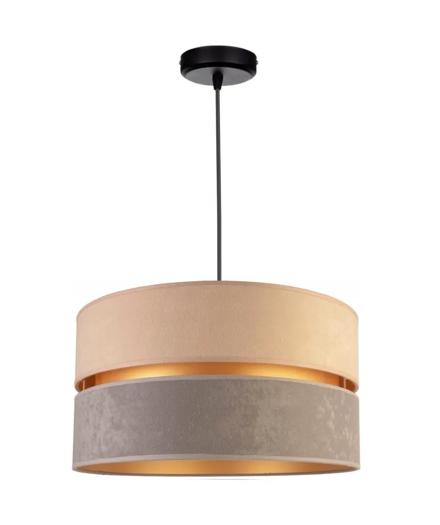 FKL DESIGN Home Deco lampada a sospensione lampada a sospensione grigio crema illuminazione a 1 fiamma E27 lampada a sospensione della serie N134 (N134-CG)