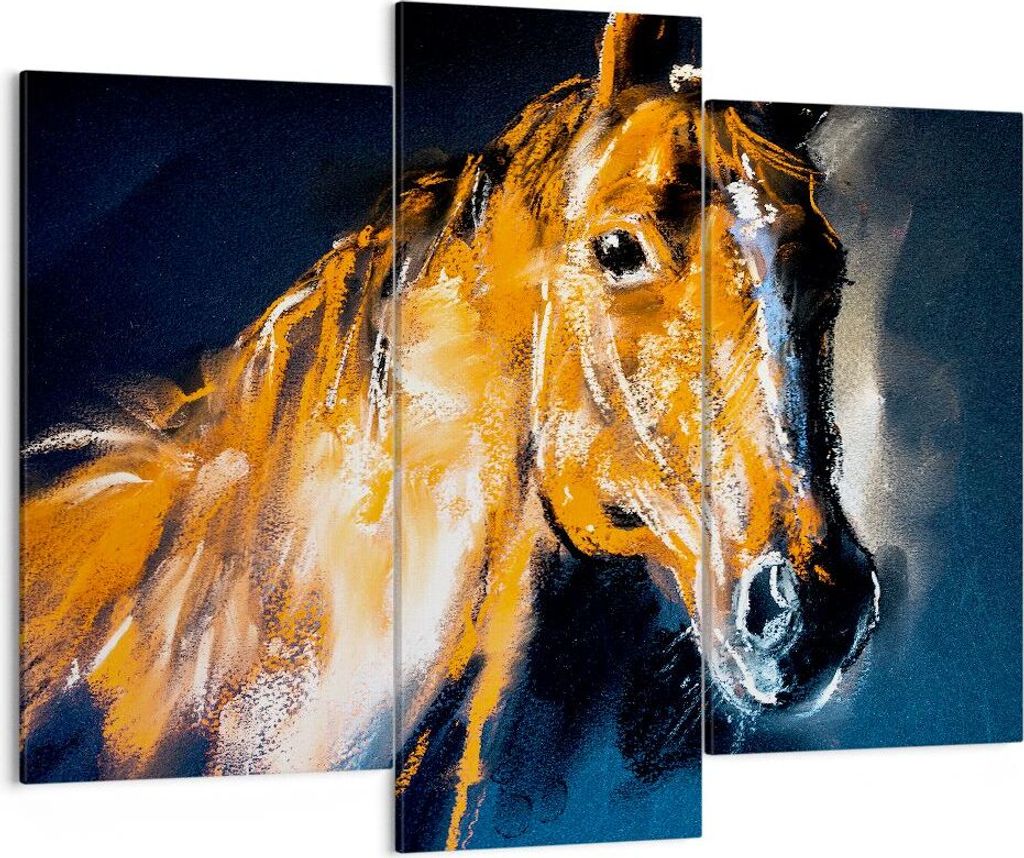 Bild auf Leinwand - Leinwandbild - Pferd Natur Tier - 130x100cm - Wand Bild - Wanddeko - Leinwanddruck - Bilder - Kunstdruck - Wanddekoration - Lei...