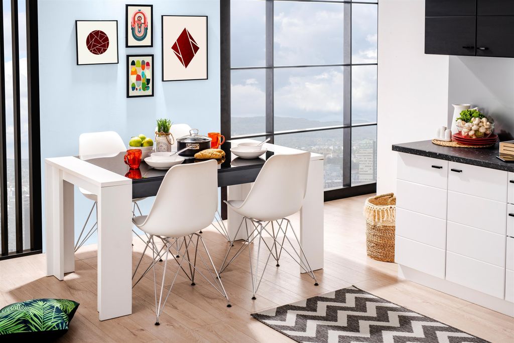 Esszimmertisch Speisetisch Küchentisch Esstisch Holztisch Tisch Weiß/Schwarz