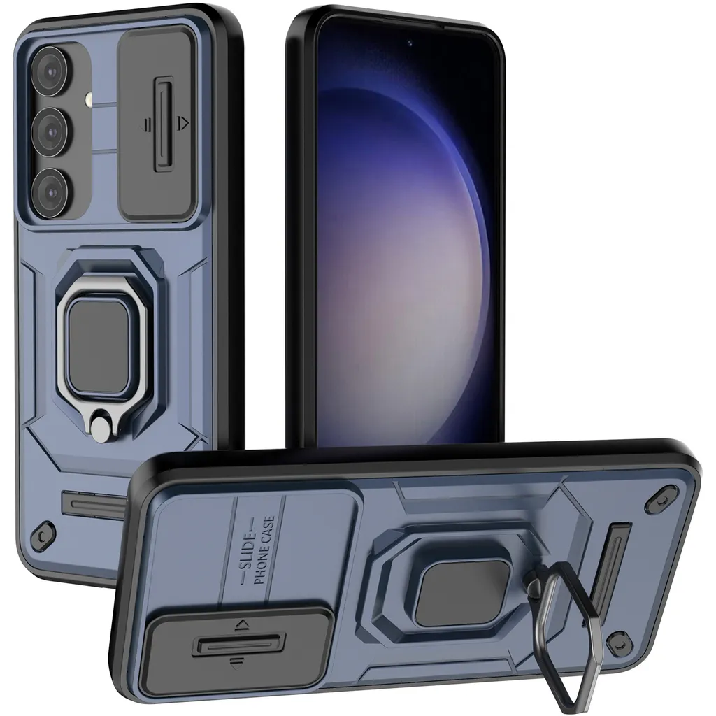 Custodia Antiurto S24 con Slide Camera: Armor Case Blu per Samsung