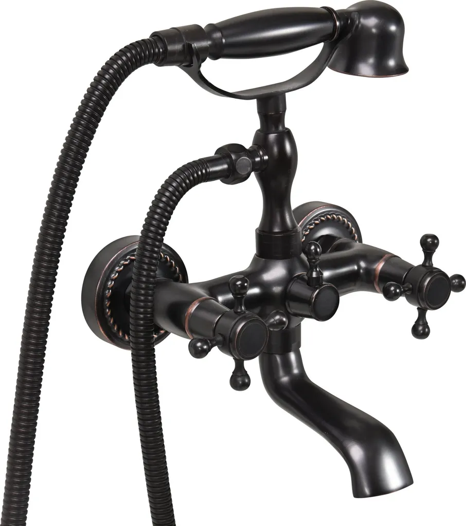 Rubinetto Vasca Nero Vintage: Miscelatore Doccia Nostalgico in Ottone