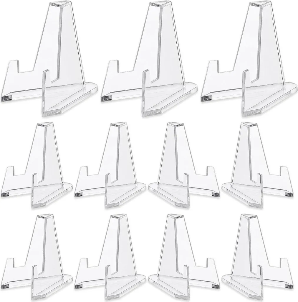 Support transparent en acrylique robuste : Pack de 24 mini chevalets