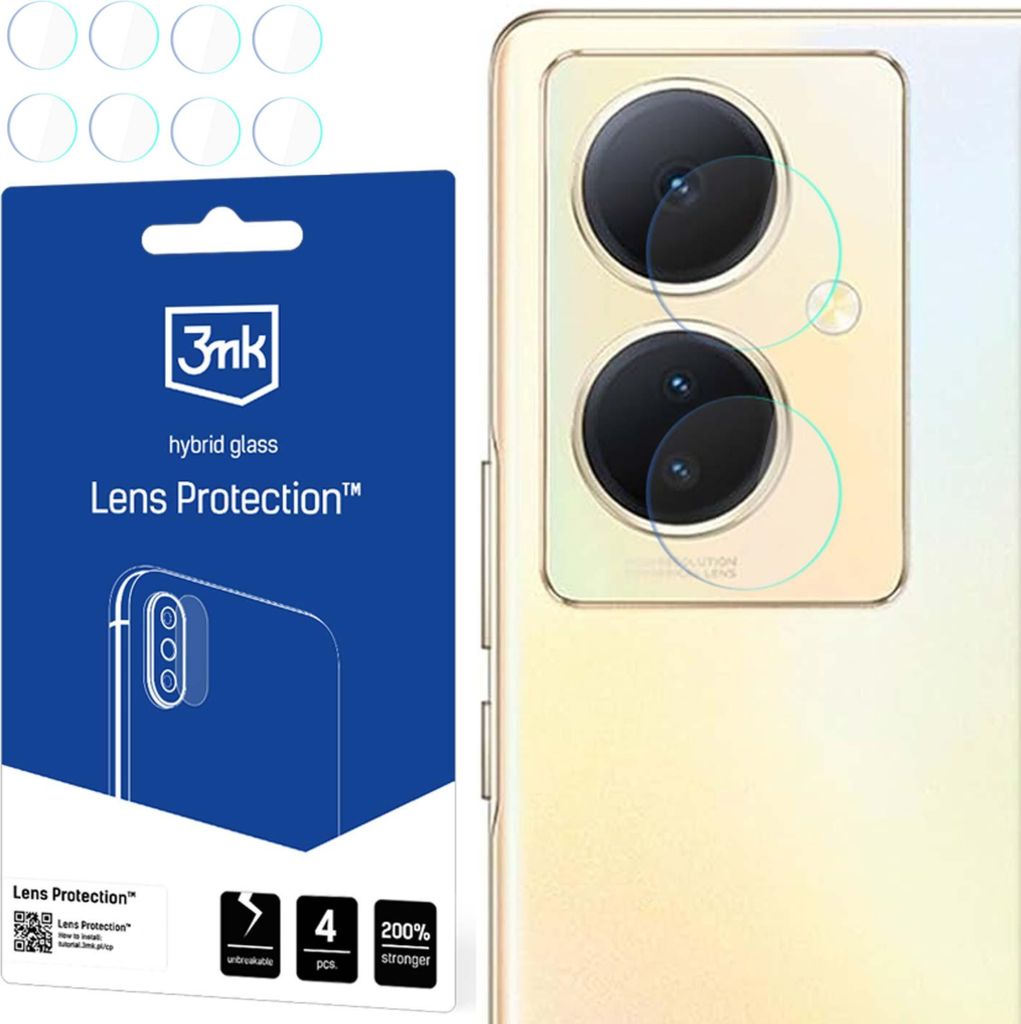 3mk Hybridglas Lens Protection für Vivo V29 Lite 5G Kamera Objektiv Kameralinse 0,16mm 6H (4 Stück)