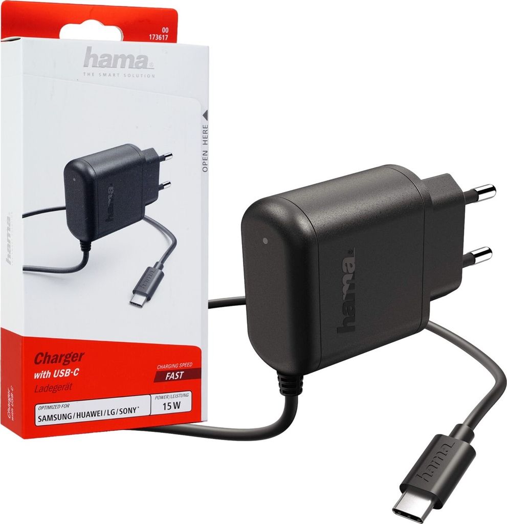Caricatore rapido USB-C 3A 15W nero Immagine del prodotto 