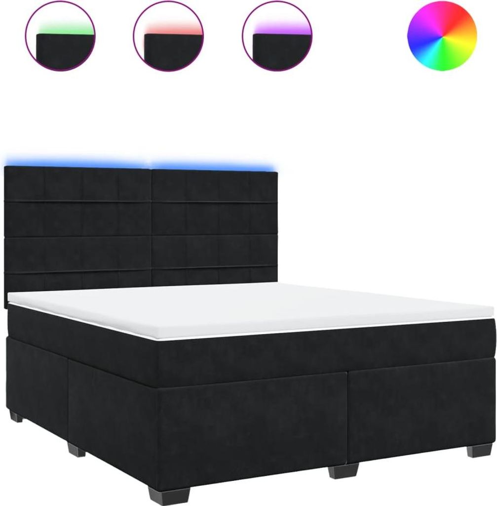 vidaXL Boxspringbett mit Matratze Schwarz 180x200 cm Samt