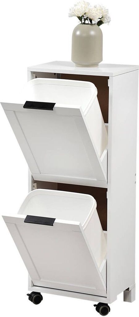 Kuchyňský vozík, 2 koše na odpadky, bílý, KESPER Obrázek produktu 2