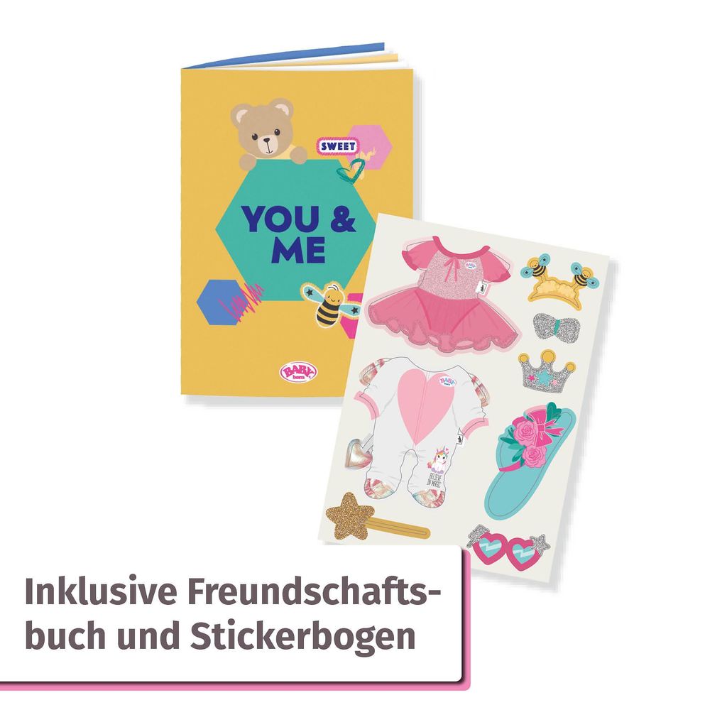 Zapf Creation 835616 Baby Born Bär Blau blauen Strampler-Teddybär Kuscheltier, bewegliche Weapon Beine, drehbarer Kopf, waschbar per Handwäsche, mit Freundschaftsbuch und Stickerbogen