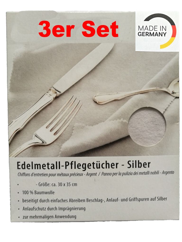 3er PACK Silberputztuch 30x35 cm Silberpflegetuch Silber Produktbild