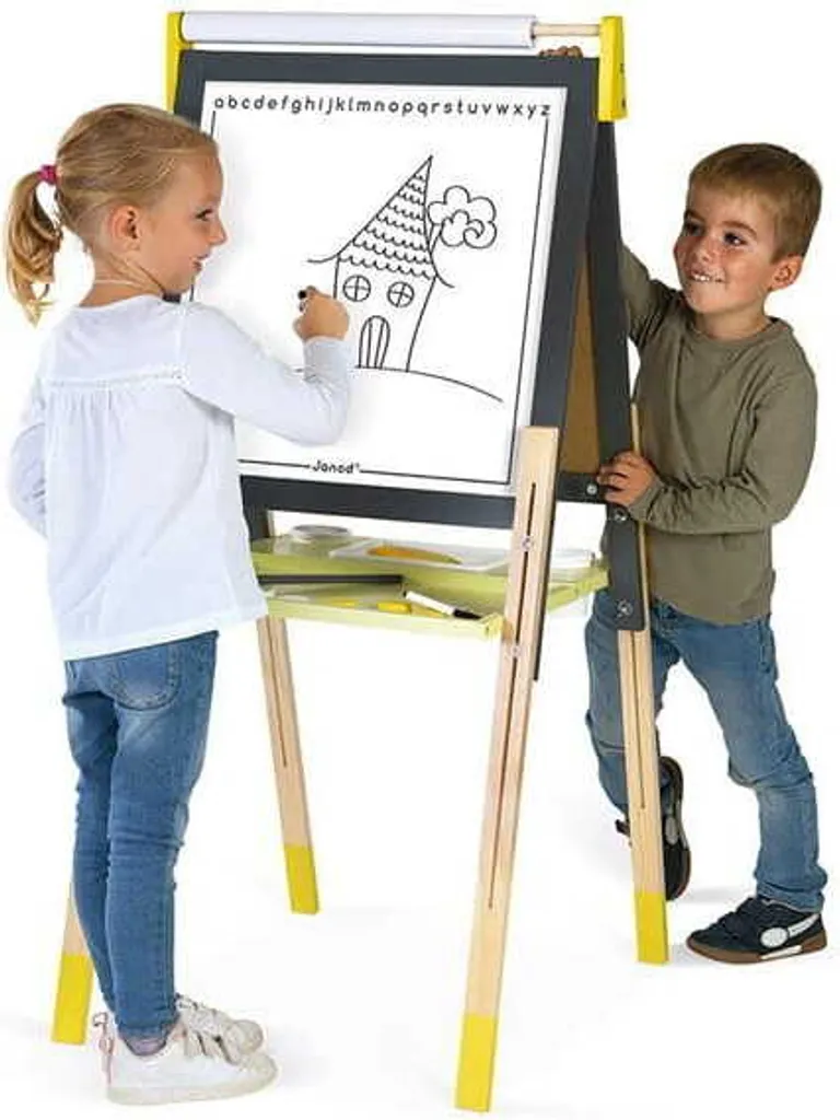 Tableau Double Face Réglable Janod - Ardoise et Magnétique Gris Jaune - 5