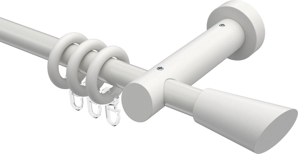 Interdeco Gardinenstange / Vorhangstange Weiß, Typ Talena Bero (Konus Schräge), 20 mm Ø 1-läufig, 280 cm