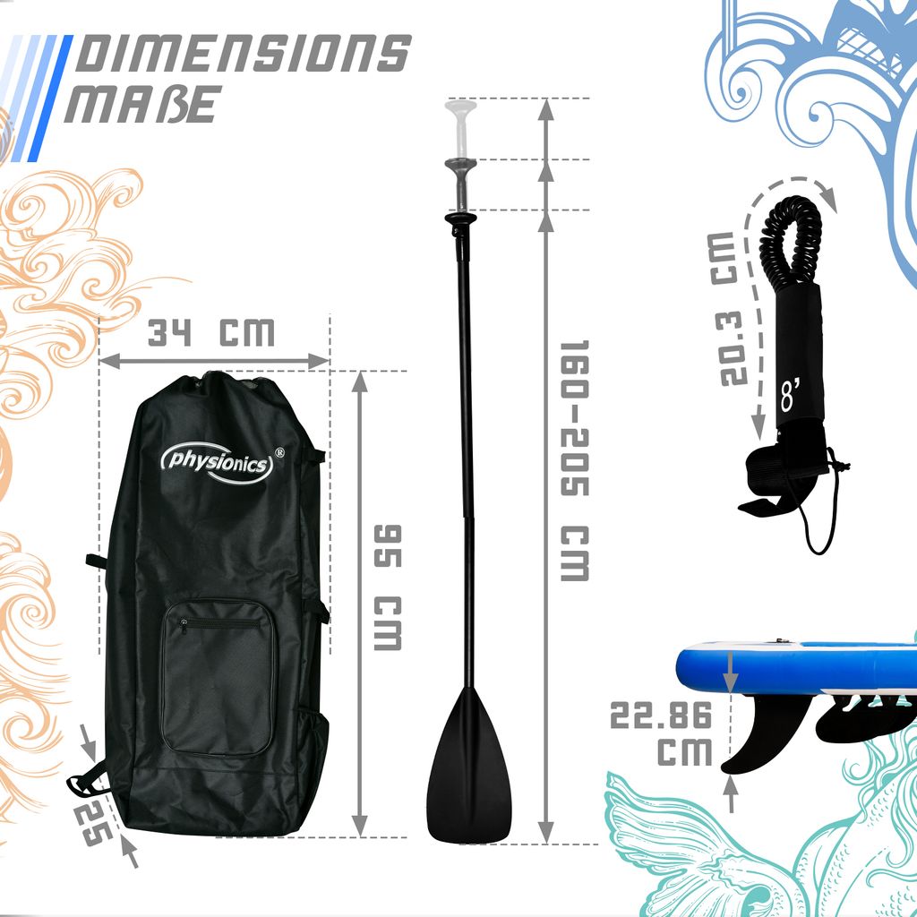 Physionics® SUP Board - 305/320/366 cm, Aufblasbar, Produktbild 9
