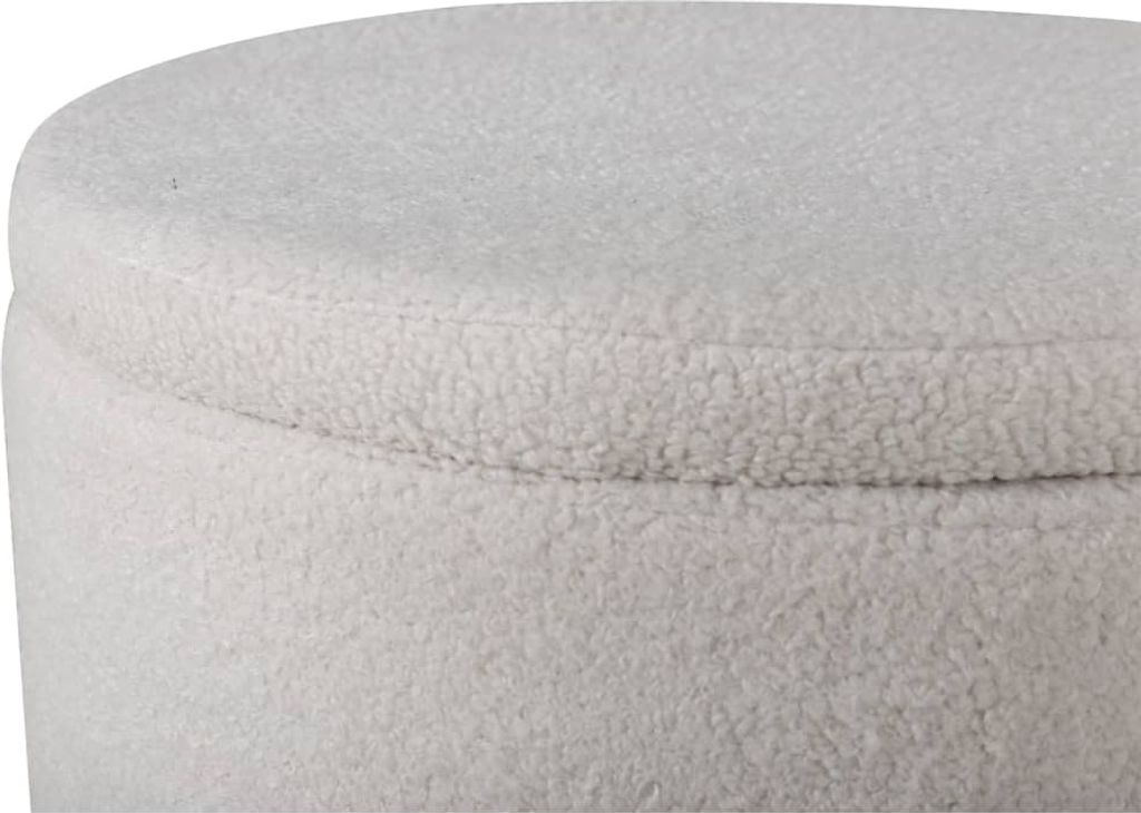 Dunken Pouf, Hocker mit Aufbewahrung Ø51cm Teddystoff weiß. Produktbild 8