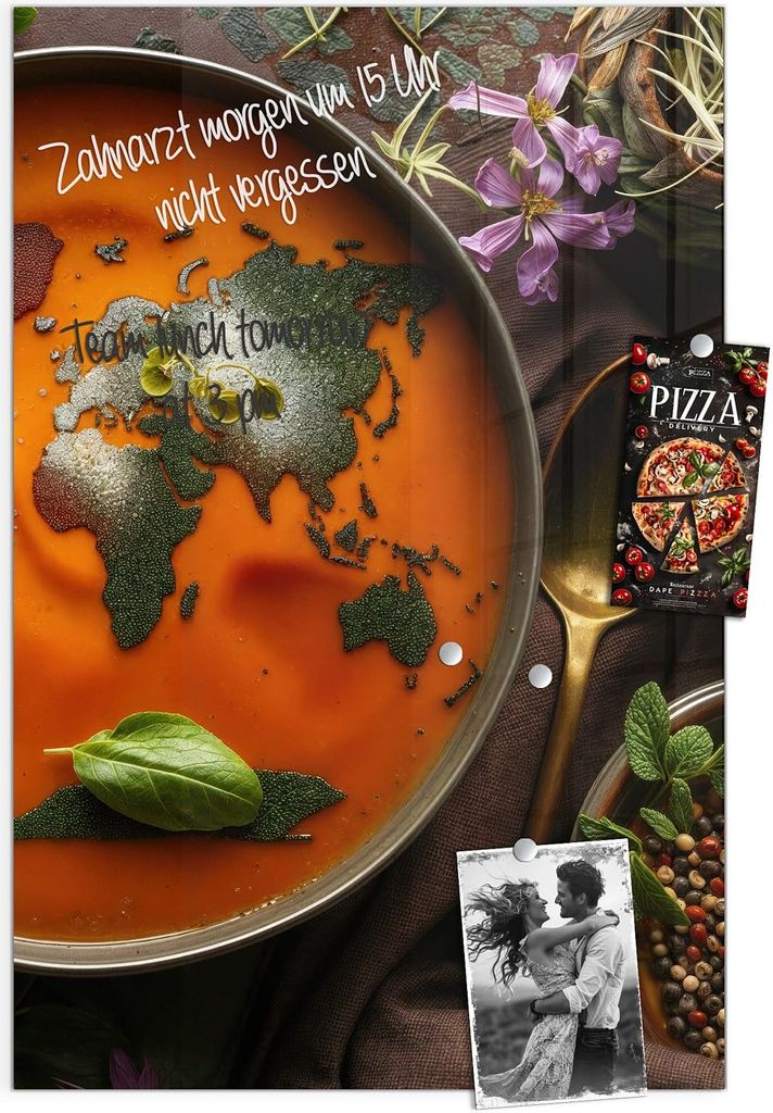 Magnettafel 60x90cm Pinnwand Whiteboard beschreibbar - Weltkarte Suppe