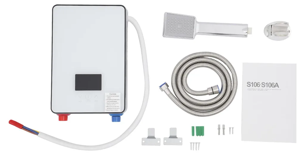 Chauffe-eau instantané électrique blanc avec contrôle tactile intelligent