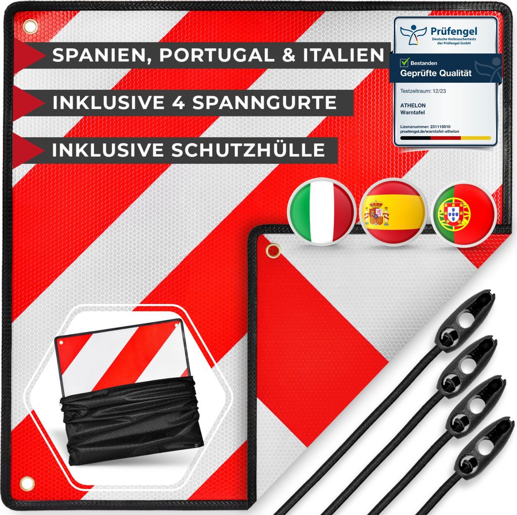 ATHELON® 3in1 Warntafel für Italien, Spanien & Portugal - Produktbild 