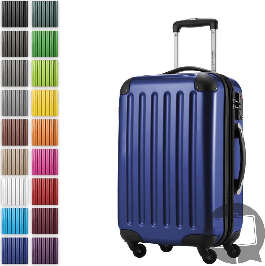 Alex - Handgepäck-Koffer mit Erweiterung Kabinentrolley 4 Rollen, Bordgepäck für jede Airline, Reisetrolley Größe S Hartschale glänzend, 55 c...