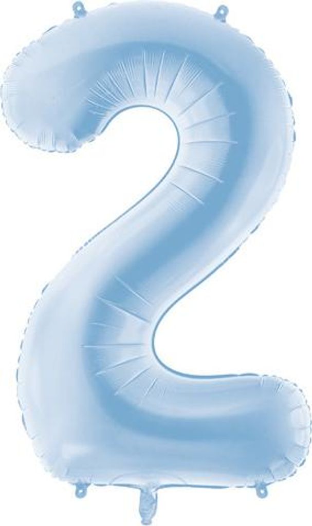 Folienballon Nummer „2“, 86cm, nebelblau