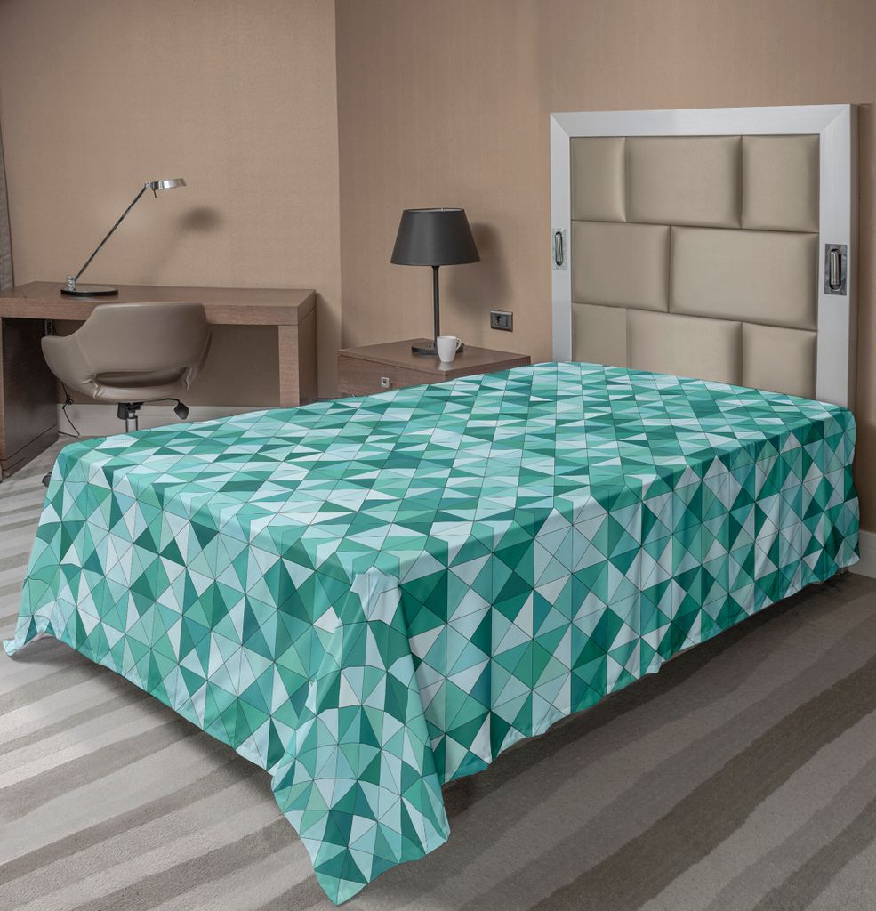 ABAKUHAUS Teal Bettlaken, Dreieck Mosaik Mit Polygon Formen Mit Schatten Effekt Illustrations Druck Bild, weiches bequemes oberes Bettlaken für ei...